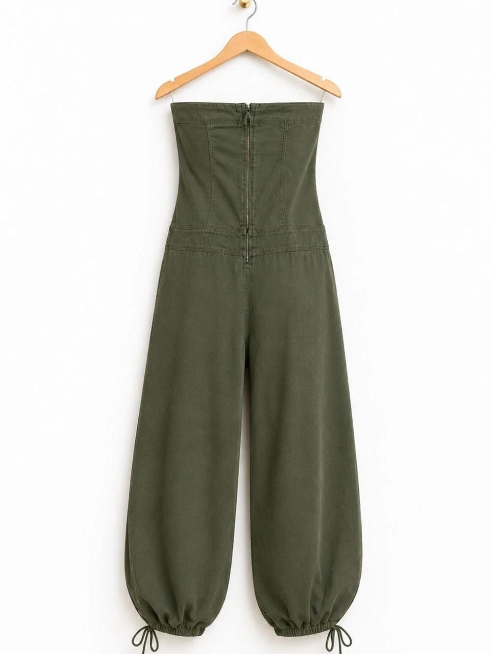 Hotkiss Olive Green Chic  Strapless Utility Jumpsuit | Size L - Picture 6 of 8
